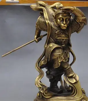 Китайские бронзовые латунные мифы Путешествие на Запад Статуя короля обезьян Бессмертного бога