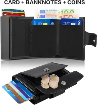 SEMORID 2023 Новый Rfid-кошелек, мужская мини-сумка для денег, мужской алюминиевый кошелек для карт, Маленький кожаный кошелек, Тонкий и легкий кошелек для монет