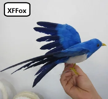 милая модель птицы с крыльями в реальной жизни, имитация пены и перьев, синяя и темно-синяя птица, подарок около 22x30 см xf0884