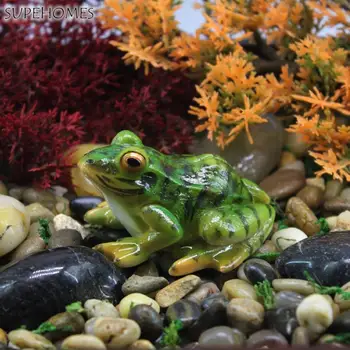 Статуя лягушки из смолы, реалистичная миниатюрная скульптура животного лягушки, миниатюрный пейзаж, настольный домашний пруд, аквариум, украшение сада