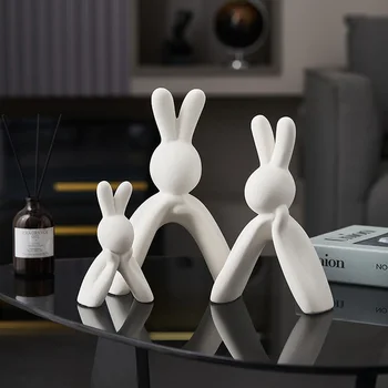 3 шт. Художественная скульптура Кролика, статуэтка из смолы, украшение стола в скандинавском стиле для гостиной, статуэтки, подарок для детей, украшение дома