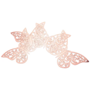 96 ШТ 3D Декор стен в виде бабочек, наклейки из розового золота, 3D Выдалбливающие Декоративные Бабочки для домашнего декора DIY, Украшение спальни