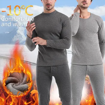 Комплект мужского термобелья, зимний черный термос, пижамы, кальсоны, топы, теплая теплая одежда из толстого флиса, пижамный комплект из 2 предметов