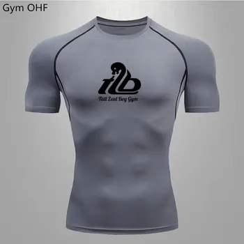 Мужская футболка для фитнеса, бега на открытом воздухе, компрессионные рубашки, Влагоотводящая эластичная облегающая толстовка, мужские топы с рашгардом Dry Fit