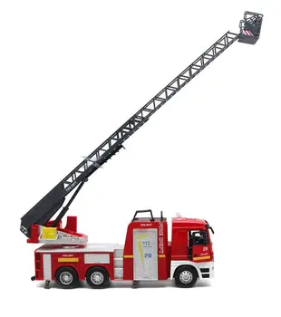 [Забавно] 1: 32 Подъемная лестница пожарный грузовик игрушка Пожарные открывают дверь свето-звуковая модель автомобиля из сплава дети детский подарок Дорожная игрушка