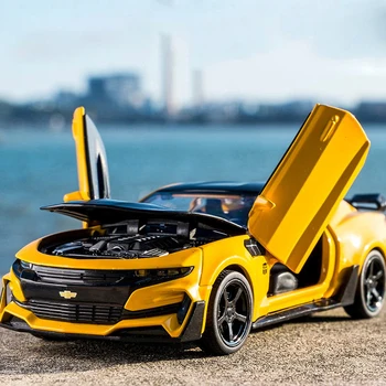 Модель автомобиля Chevrolet Camaro из сплава 1:32, игрушки, выполненные под давлением, литье металла, звуковые и световые автомобильные игрушки для детей, транспортное средство