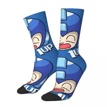 Забавный Сумасшедший Компрессионный Синий Бомбер 1up Носок для Мужчин в стиле Хип-Хоп Винтаж Mega Man Rockman Game Happy Quality Pattern Boys Crew Носок