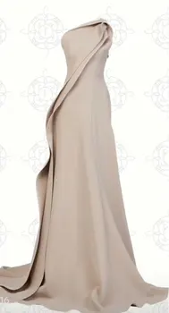 Вечерние платья из эластичного атласа цвета шампанского, изготовленные на заказ Verngo, Дубай, арабские женщины, элегантные вечерние платья для выпускного вечера длиной до пола