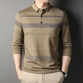 Высококачественная мужская рубашка для гольфа с длинным рукавом, Роскошные дизайнерские топы, модная мужская одежда регулярного кроя, повседневная рубашка поло, мужская Весна-осень