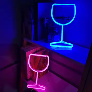 Настольный неоновый светильник, креативный бокал для вина, неоновый светильник, не бросающийся в глаза декоративный светильник, светодиодный неоновый светильник