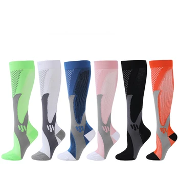 Компрессионные носки с высоким давлением 20-30 мм рт.ст., спортивные носки для марафона, велоспорта, футбола, чулки для поддержки ног при варикозном расширении вен