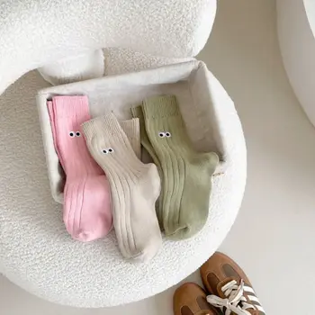 Креативные Носки с вышивкой Kawaii Eye, Хлопчатобумажные Носки Harajuku, Осенне-зимние Теплые Спортивные носки средней длины для мужчин и женщин