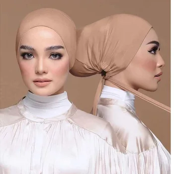 Модальный Новый мягкий нижний колпачок, внутренний колпачок для хиджаба, Эластичный мусульманский женский бандаж, подчеркивающий шарф, капор, исламский тюрбан, Регулируемая повязка на голову
