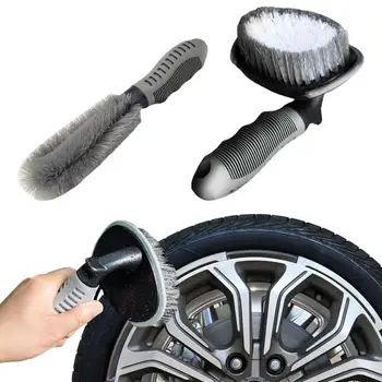 Набор щеток для чистки колес, щетка для колес и шин, комплект для детализации автомобиля, набор из 2 многофункциональных щеток для чистки шин и колес для авто
