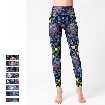 Новые штаны для йоги с принтом, женские спортивные леггинсы для фитнеса с высокой талией и подтяжкой бедер, Танцевальные спортивные колготки