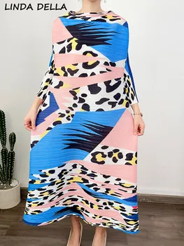 LINDA DELLA, летнее модное дизайнерское платье с винтажным рисунком, Женское платье с круглым вырезом, Свободная талия, Повседневное вечернее платье Миди трапециевидной формы