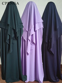 Мусульманские Комплекты Abaya Khimar для Женщин, Джилбаб, Костюм из 2 Предметов, Ид Рамадан, Простое Платье, Женская Молитвенная Одежда, Исламская Одежда, Скромный Халат