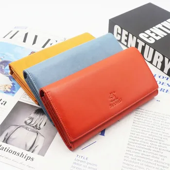 Новый длинный кошелек красного/желтого/синего цвета, кошелек с несколькими картами для мужчин и женщин