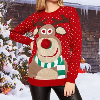 Рождественские свитера, женские свободные пуловеры, свитера, осень-зима, Рождественские пуловеры с длинным рукавом, свободные новогодние наряды Kawaii, джемпер