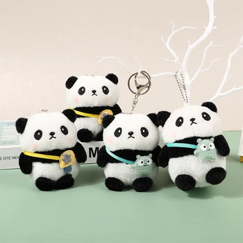 Kawaii Плюшевая игрушка-панда Брелок для ключей с милым плюшевым животным Брелок для ключей, подвеска для рюкзака, брелки для ключей, игрушки, подарок на день рождения для детей