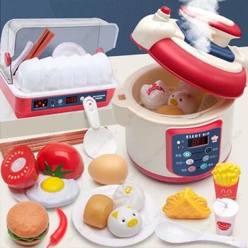 Рисоварка, игрушки, Домашняя кухонная плита, Детская игровая домашняя кухонная индукционная плита, игрушка для девочки, посуда для приготовления риса, рисоварка
