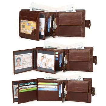 Роскошный модный мужской кошелек RFID, винтажные кошельки из натуральной кожи для мужчин, держатель для кредитных карт, кошелек большой емкости, сумка для денег, кошелек