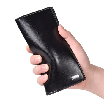 Мужской модный длинный кошелек из мягкой кожи на поясе, мобильный кошелек большой емкости