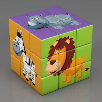 Детский креативный пазл Magic Cube третьего порядка, динозавр, животное, фрукт, автомобиль, интеллектуальная игрушка, подарок для детей раннего возраста, познавательный подарок для детей