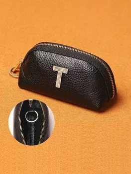 Индивидуальный кошелек для ключей из искусственной кожи в корейском стиле - Дизайн без царапин, Персонализированное Имя клиента С Позолоченными Буквами, Многослойный Декор