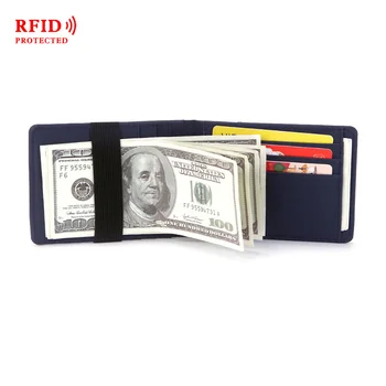 Мужской модный кошелек RFID с перекрестной полосой, зажим для карты из искусственной кожи, Корейская версия, креативный эластичный пояс, зажим для доллара, портативный мужской кошелек