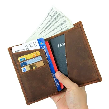 Кожаный мужской кошелек Newsbirds Crazy Horse, кожаная RFID-сумка для паспорта с несколькими картами, держатель для удостоверения личности для мужчин и женщин