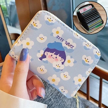 Многослойный держатель для карт из японского аниме Ins Y2k, повседневный винтажный держатель для кредитных карт, милый женский кошелек Kawaii на молнии большой емкости
