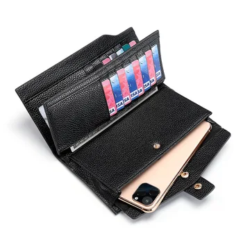 Новый RFID-женский длинный кошелек-клатч, многофункциональный держатель для кредитных карт, клатч из натуральной кожи для мужчин и женщин, кошелек
